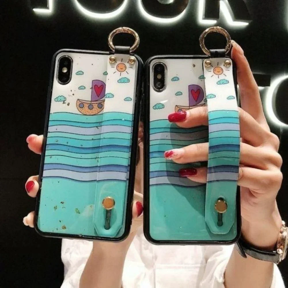 Boat Gold Foil Wristband Stand Phone Case